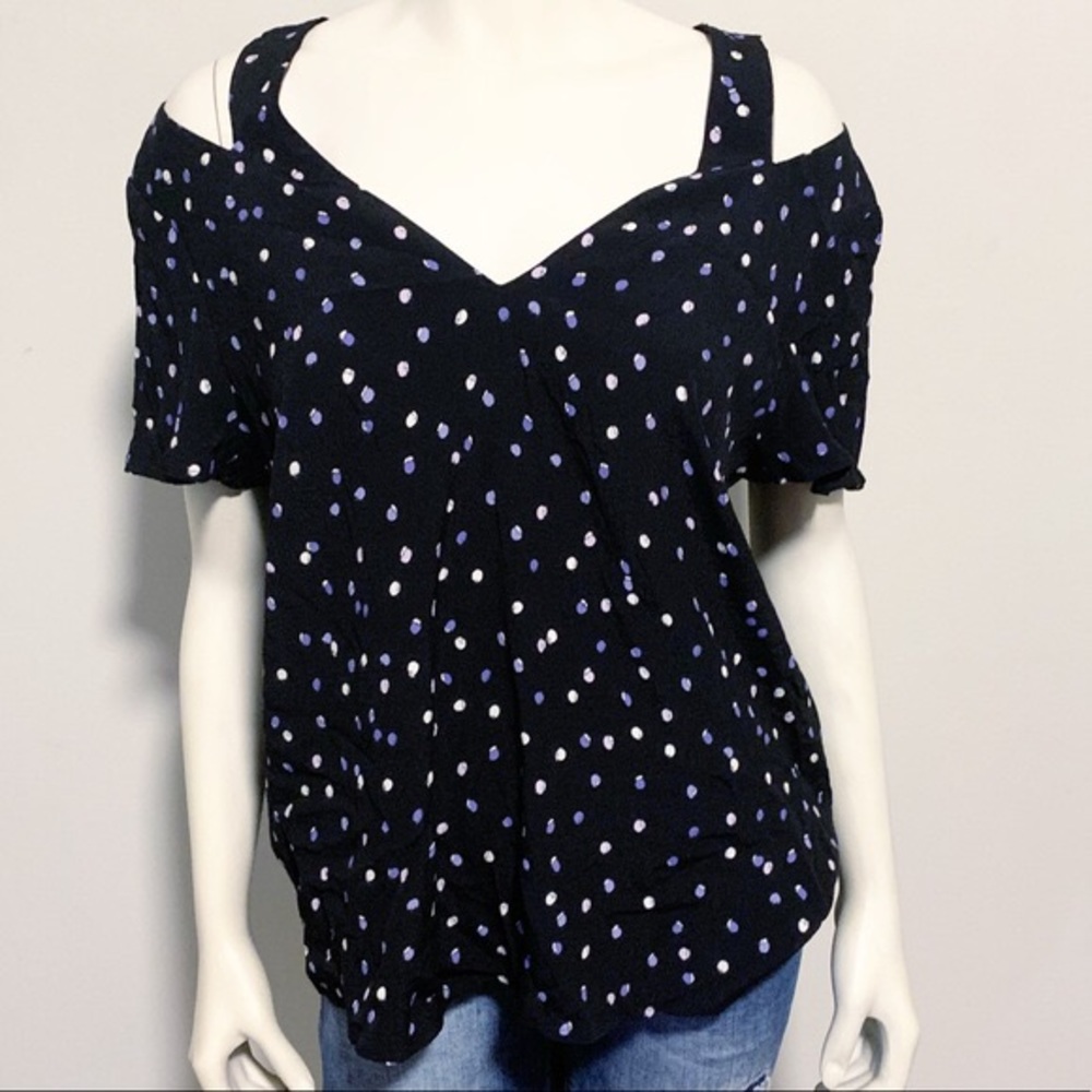 Anthropologie Maeve Polka Dot Cross back top